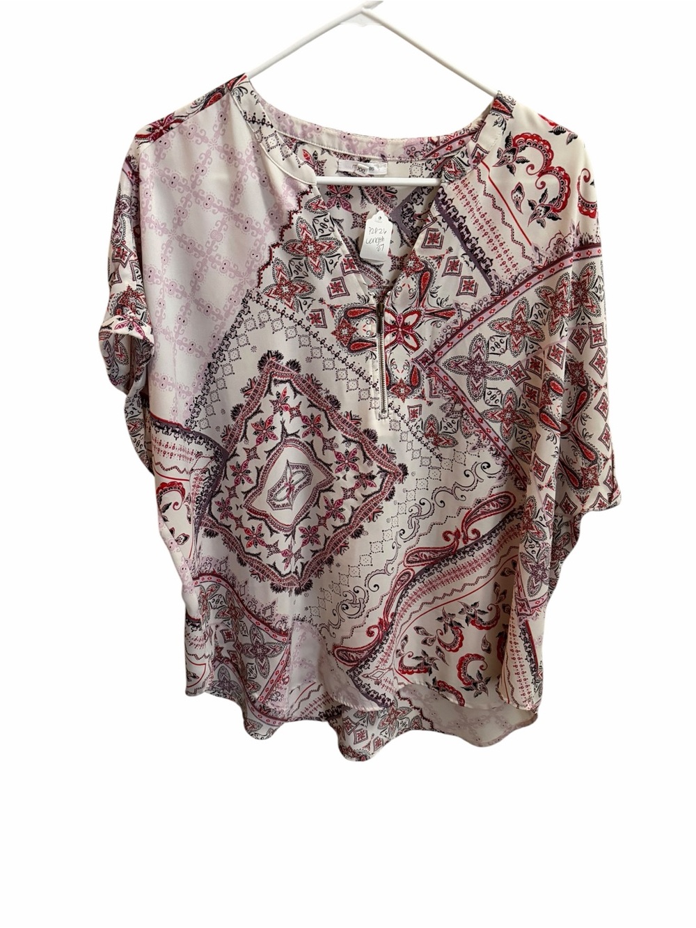 Maurice’s Light Pink Paisley Print Split-Neck Blouse size XXL